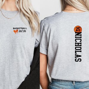 Personalized Basketball Mom T-Shirt, Basketball Shirt With Name and Number, Custom Basketball Mom Shirt, Basketball Mom Gift, Basketball Tee