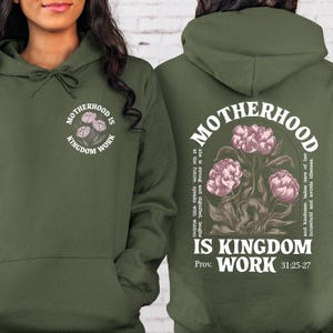 Retro Mom Hoodie, Motherhood Is Kingdom Work Hoodie, Mothers Day Hoodie, Christian Mom Gift, Religious Mom Hoodie, Mother Day Outfit