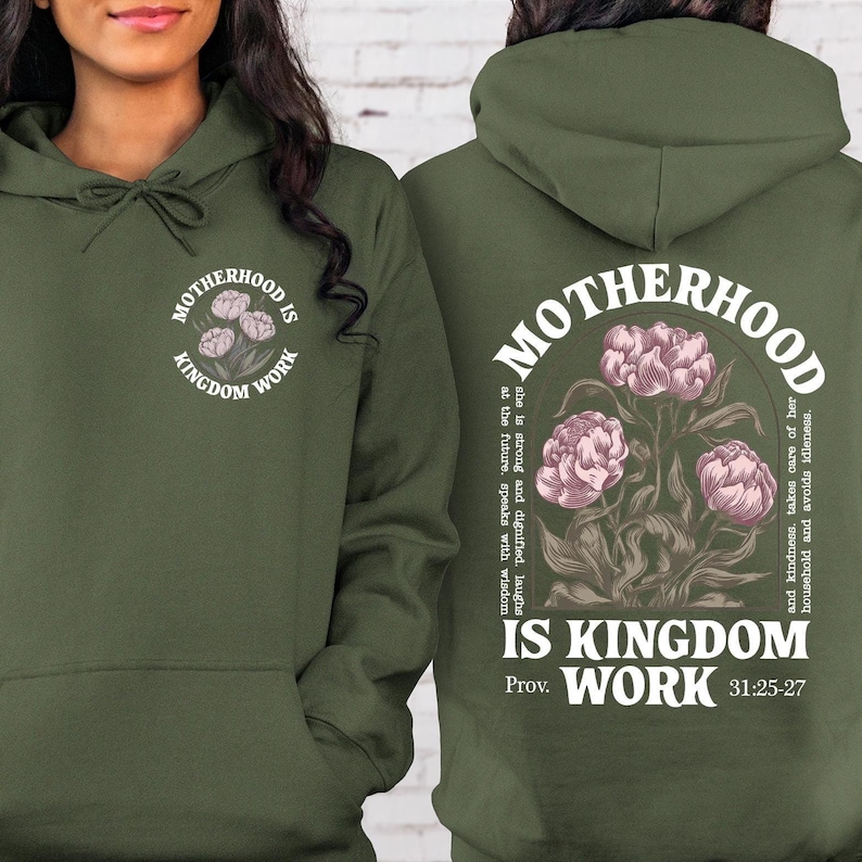Retro Mom Hoodie, Motherhood Is Kingdom Work Hoodie, Mothers Day Hoodie, Christian Mom Gift, Religious Mom Hoodie, Mother Day Outfit