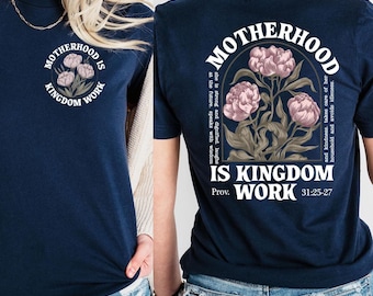 Retro Mom T-Shirt: Motherhood Kingdom Work, Floral Christian Gift