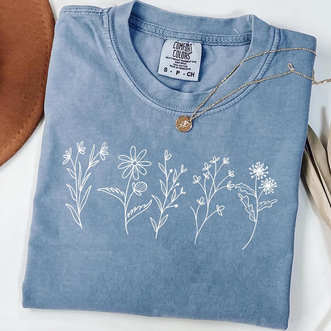 Comfort Colors Wildflower T-shirt: Floral Cottagecore Botanical Tee - Etsy
