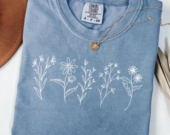 Comfort Colors® Wildflower Shirt, Floral Cottagecore Shirt, Botanical Shirt, Flower Shirt, Gift for Women, Wild Flower Shirt,Plant Mom Shirt