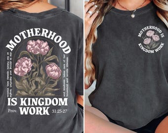 Comfort Colors Retro Mom T-Shirt: Motherhood Kingdom Work