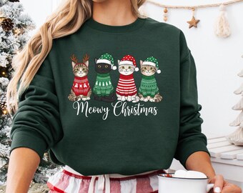 Christmas Cat Sweatshirt: Meowy Christmas Cozy Holiday Cats