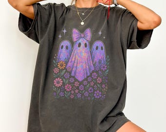 Comfort Colors Iridescent Ghost Shirt: Coquette Halloween Tee