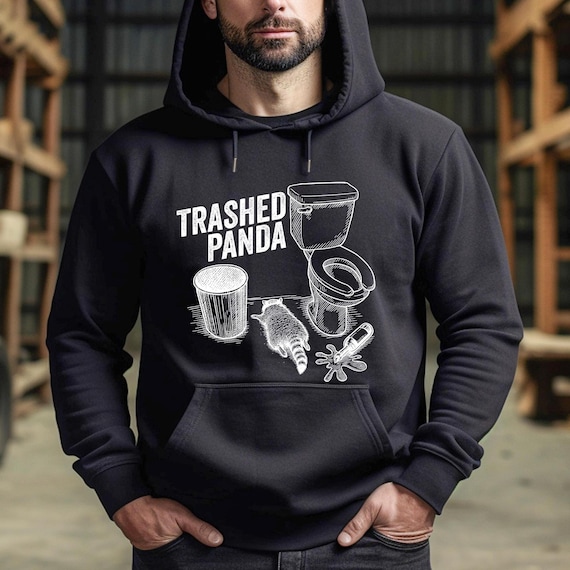 Trashed Panda Hoodie: Funny Raccoon Drinking Pullover