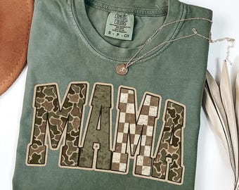 Comfort Colors Mama Shirt: Vintage Duck Camo Hunter Wife
