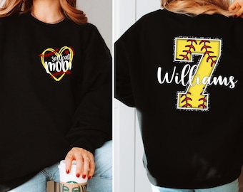 Personalized Softball Mom Sweatshirt: Custom Number & Name