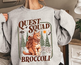 Broccoli Cat Quest Squad Sweatshirt: Romantasy Bookworm Gift