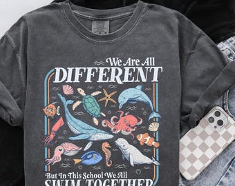 Comfort Colors Teacher Shirt: Inclusive Ocean Animals Back to School Tee