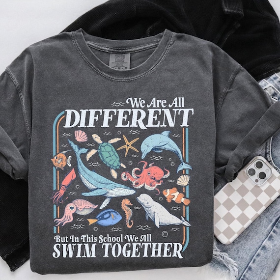 Comfort Colors Teacher Shirt: Inclusive Ocean Animals Back to School Tee