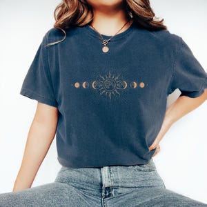 Comfort Colors Moon Phase Shirt: Boho Celestial Sun Tee