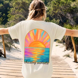 Coconut Girl Sunset T-shirt, Summer Vacation Beach Shirt, Chasing Sunsets Shirt, Salty Mermaidcore Shirt for Surfer, Summer Vibes Surf Tee