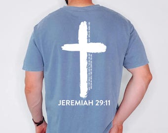 Comfort Colors Christian Shirt, Jeremiah 29:11 Cross Back Graphic, Faith Tee