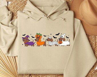 Dachshund Halloween Hoodie: Witch, Pumpkin, Mummy, Ghost Dogs