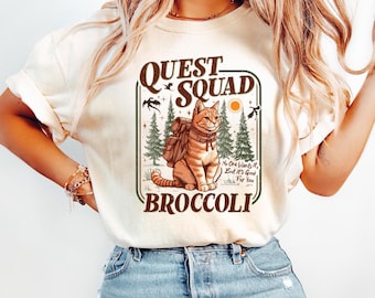 Comfort Colors Broccoli Cat Shirt: Quest Squad Romantasy Tee
