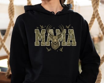 Hunting Mama Hoodie: Retro Camo Mom Pullover