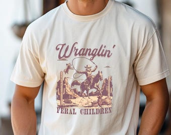 Retro Raccoon Comfort Colors T-Shirt: Wranglin' Feral Children
