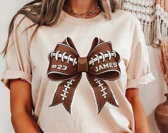 Custom Football Bow Shirt, Personalized Game Day Tee