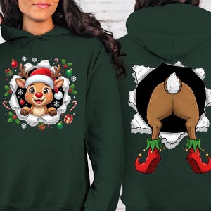 Funny Reindeer Christmas Hoodie: Retro Holiday Design