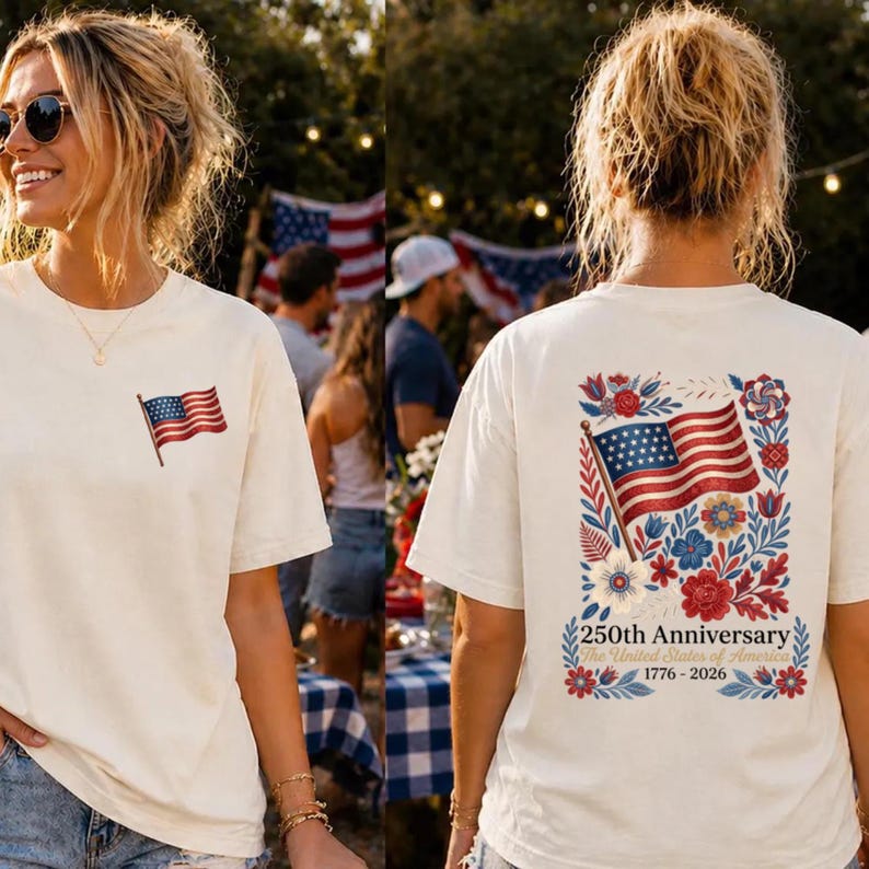 Rustic national tribute featuring a pocket-sized emblem, with a grand rear display of a fluttering ensign embraced by stylized vegetation and historic dates.