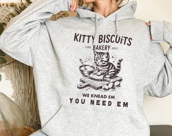 Funny Cat Biscuit Maker Hoodie: Kitty Kneading Bakery Gift