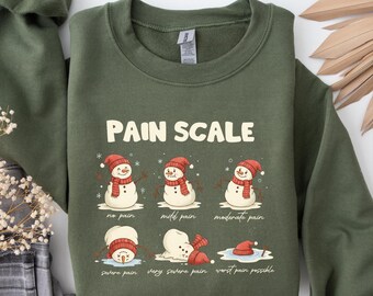 Pain Scale Sweatshirt: Funny Snowman Christmas Crewneck, Winter Humor Gift