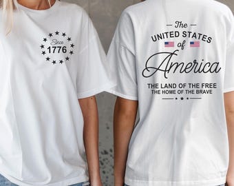 Comfort Colors 4th of July T-Shirt: USA 1776 Patriotic Tee