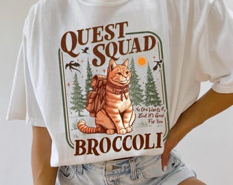 Broccoli Cat Comfort Colors Shirt: Quest Squad Romantasy Tee