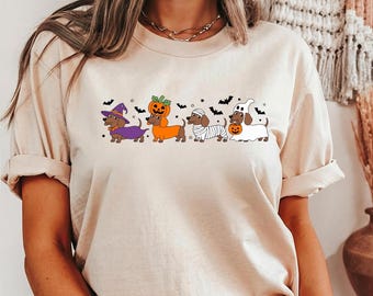 Dachshund Halloween Shirt: Ghost, Pumpkin, Witch Dog Tee