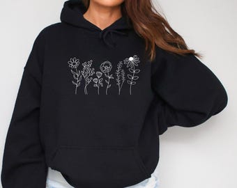 Wildflower Hoodie: Cottagecore Floral Botanical Print