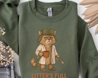 Litter’s Full Sweatshirt: Funny Cat Christmas Vacation Crewneck