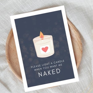 Sexy Postkarte Freund Valentinstag Kerze Geburtstag, Witzige Karte Hochzeitstag Ehemann, Freches Geschenk Jahrestag Partner Wortspiel Nackt