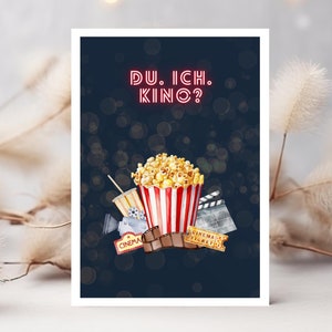 Einladung Kino Postkarte Filmabend, Gutschein Kinobesuch Weihnachtsgeschenk Freundin, Zeit verschenken Nikolaus Adventskalender Partner Mann