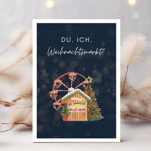 Einladung Weihnachtsmarkt Postkarte, Gutschein Weihnachtsmarktbesuch Freundin, Zeit verschenken Weihnachtsgeschenk Partner Karte Glühwein