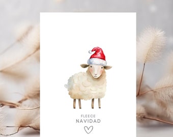 Funny Christmas Card Sheep, Greeting Card Fleece Navidad, Christmas Gift Funny Christmas Greeting Feliz Navidad Girlfriend Postcard Wordplay