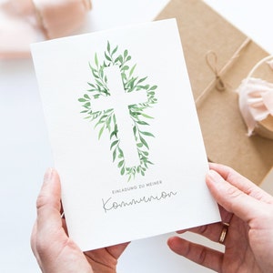 Einladung Kommunion Eukalyptus, Kommunion Einladungskarte Mädchen, Kommunion Einladung Junge, Erstkommunion Einladung, Kommunionseinladung