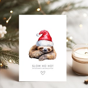 Lustige Weihnachtskarte Faultier, Grußkarte entspannte Weihnachten, Weihnachtsgeschenk Witzige Weihnachtsgrüße Freundin Postkarte