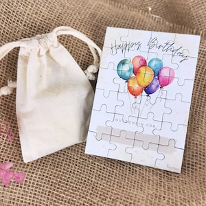 Puzzle Reise Gutschein Überraschung Geburtstag individuell, Ballon Geschenkidee runder Geburtstag, personalisierbarer zum Selbstausfüllen