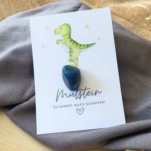 Mutstein Einschulung Junge Dino, Schulkind Mutmacher Geschenk Schulanfang, Füllung Schultüte Glücksbringer, Schulstart Glücksstein Prüfung