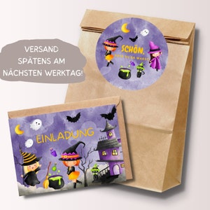 Hexen Einladungskarten Gastgeschenktüten Geburtstagsset Halloween Geburtstag Party Einladungen Kindergeburtstag Mädchen, inkl.  Umschläge