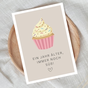 Lustige Geburtstagkarte Freundin, Süße Grußkarte Frau, Humorvoll Cupcake Happy Birthday Karte Partner, Karte Lieblingsmensch witzig Spruch