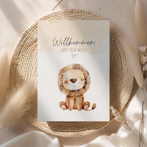 Karte zur Geburt Baby Löwe Geschenk zur Geburt, Glückwunschkarte Baby Junge Geburtskarte Mädchen geschlechtsneutrales Baby Geschenk unisex