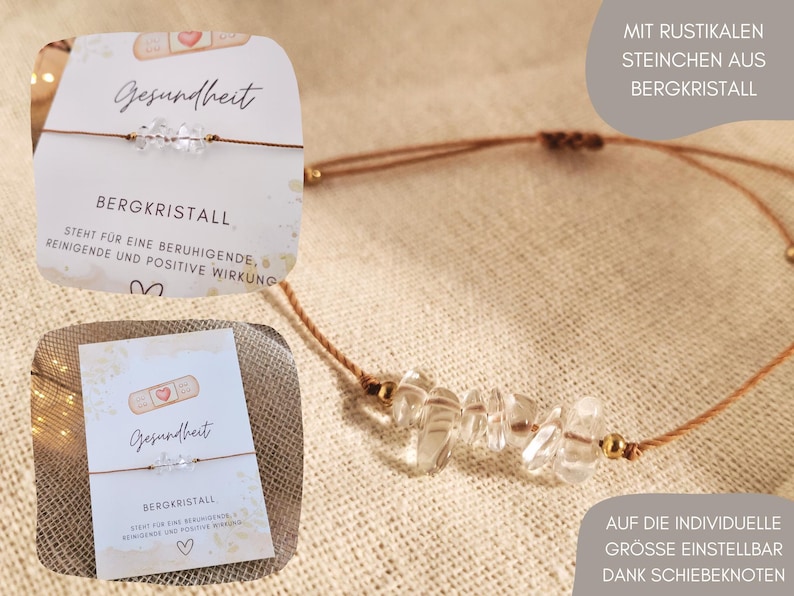 Talisman Armband Bergkristall Gesundheit, Gute Besserung Glückbringer Lieblingsmensch Geschenkidee Genesung Mutmacher Schmuck beste Freundin