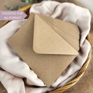 Kraftpapier Briefumschlag C6, Kuvert aus Naturpapier nassklebend für A6 Karten, Recycling Naturpapier Umschlag Einladung Hochzeit Geburtstag