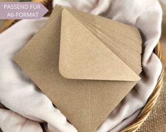 Kraftpapier Briefumschlag C6, Kuvert aus Naturpapier nassklebend für A6 Karten, Recycling Naturpapier Umschlag Einladung Hochzeit Geburtstag