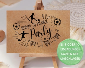 Fußball Einladungskarte Kindergeburtstag Junge Einladung Set zum Ausfüllen mit Umschlägen Fußballparty Kicker Geburtstag Mottoparty