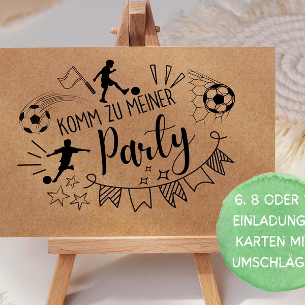 Fußball Einladungskarte Kindergeburtstag Junge Einladung Set zum Ausfüllen mit Umschlägen Fußballparty Kicker Geburtstag Mottoparty