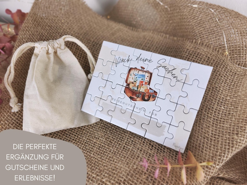 Puzzle Reise Gutschein Überraschung Mann individuell, kreative Rätsel Geschenkidee Reiseliebhaber personalisierbarer zum Selbstausfüllen