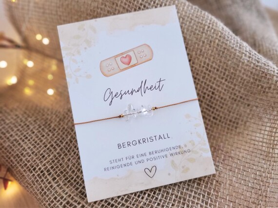 Talisman Armband Bergkristall Gesundheit, Gute Besserung Glückbringer Lieblingsmensch Geschenkidee Genesung Mutmacher Schmuck beste Freundin